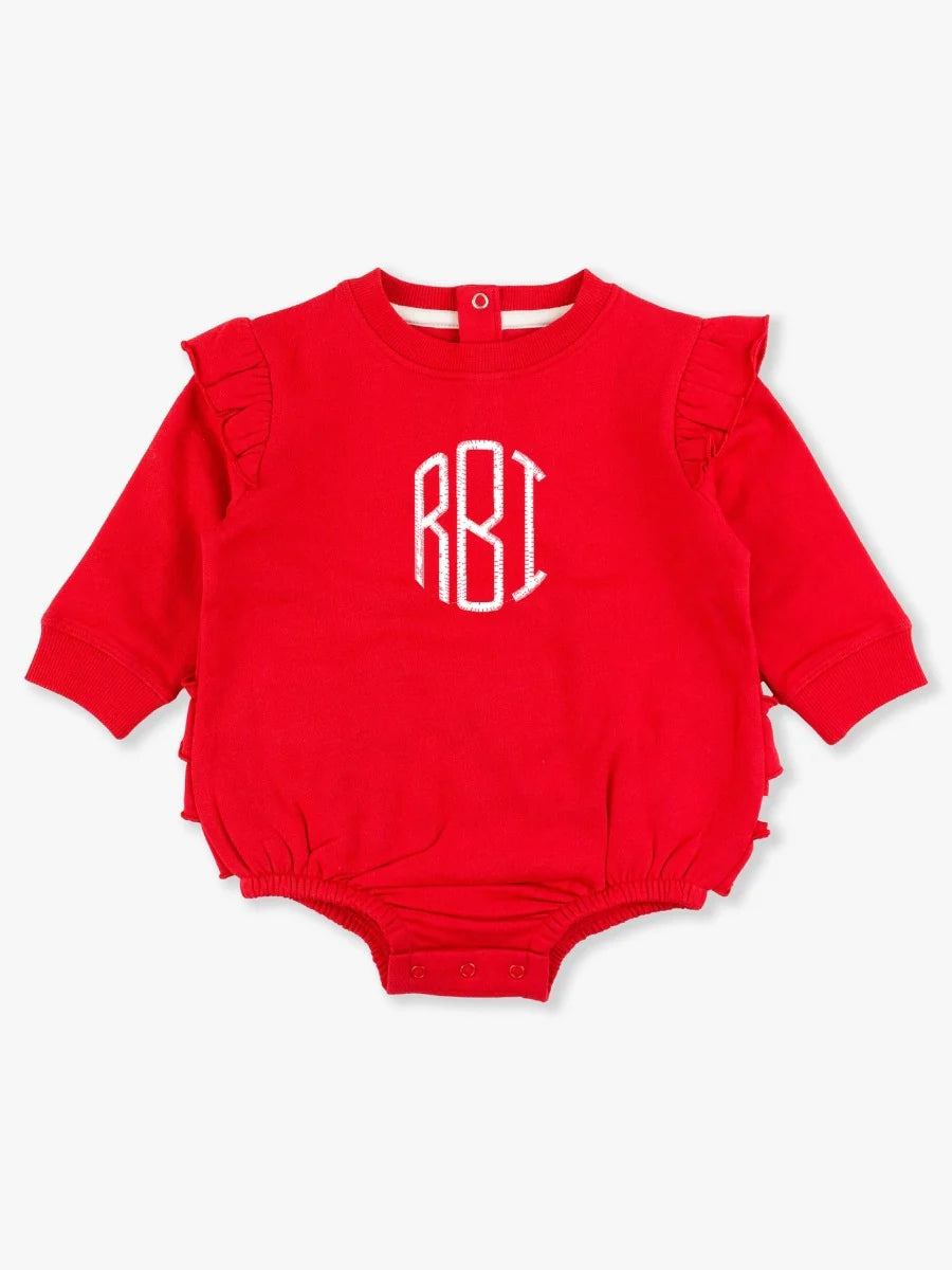 Red Sweatshirt Bubble Romper