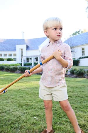 Coral Check Button Down