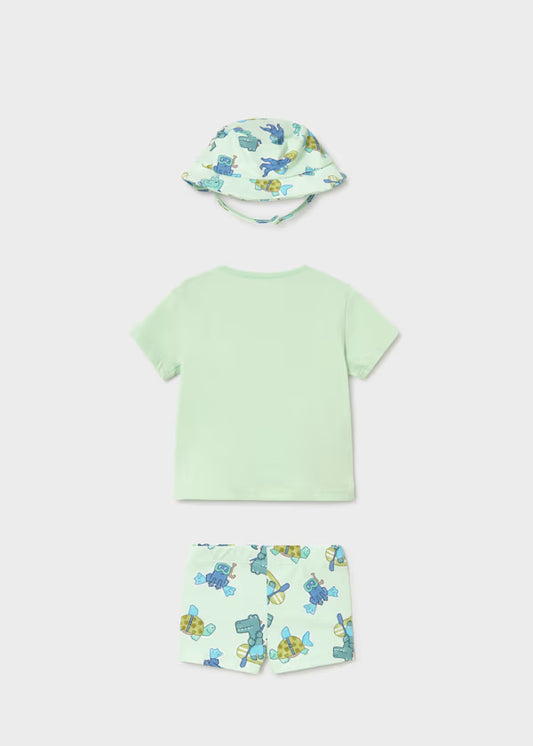 Lime Hippo Bathing Suit Set