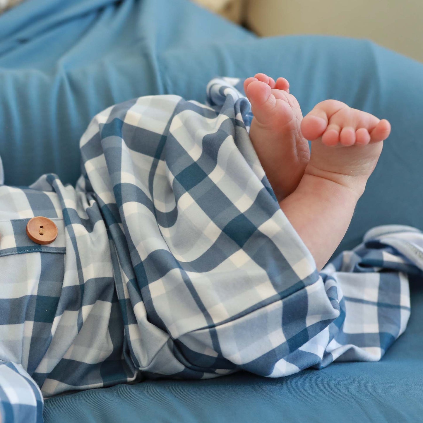Paxton's Plaid Baby Knot Gown & Hat Set
