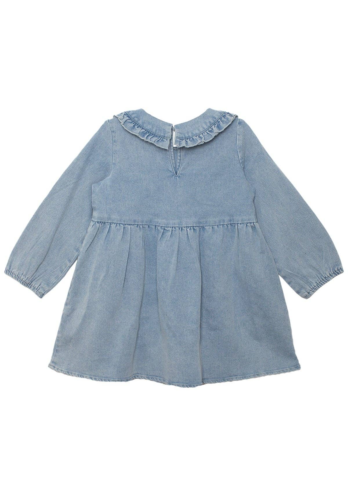 Denim Long Sleeve Dress: 4T