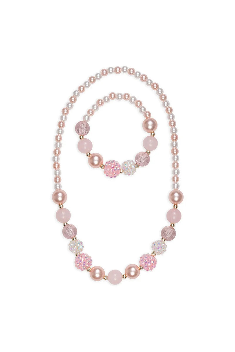 Pinky Pearl Necklace & Bracelet Set (2pc)