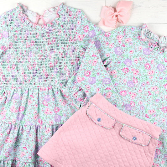 Girls Quilted Skirt - Ballet Pink