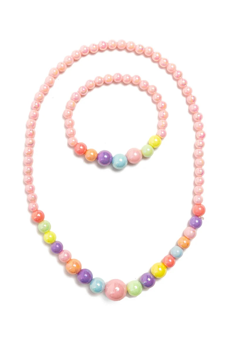 Pearly Pastel Necklace & Bracelet Set (2pc)