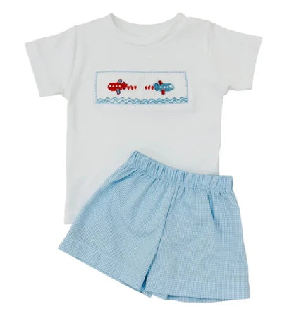 Airplane Smocked Two Piece