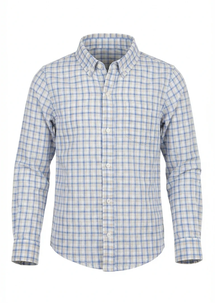 Pier Front Button Down Blue/Tan