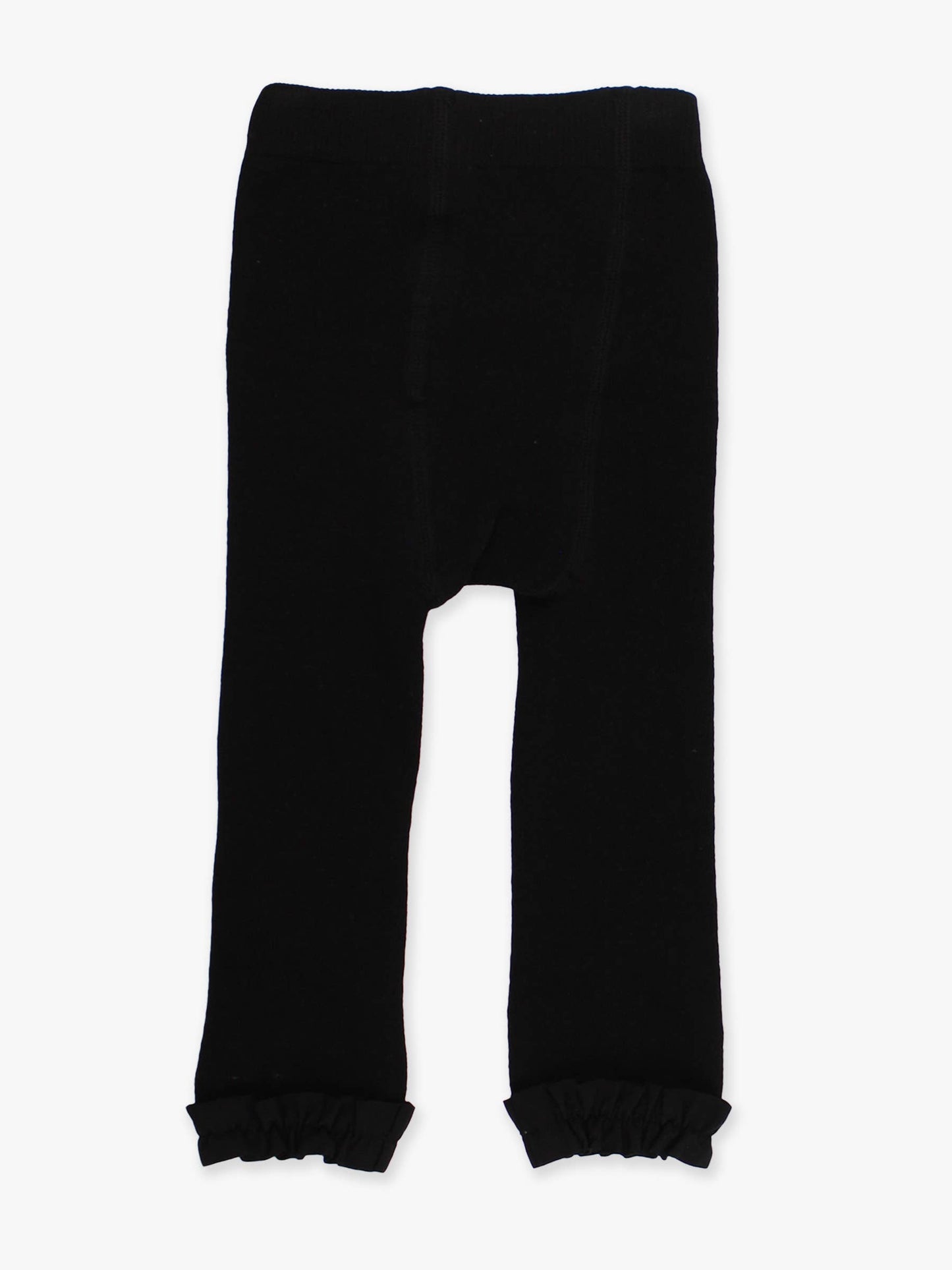 Girls Black Footless Ruffle Tights: Black