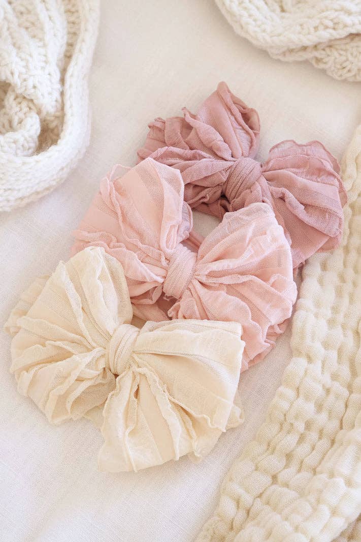 Large Ruffle Knit Bow | Lotus