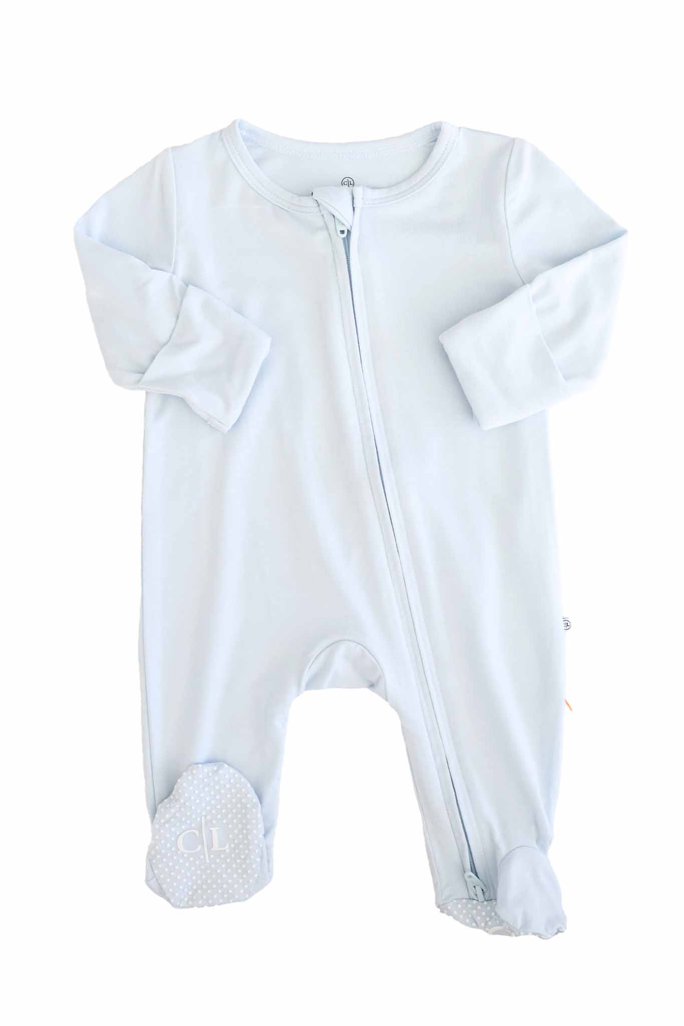 Baby Blue Zipper Footie