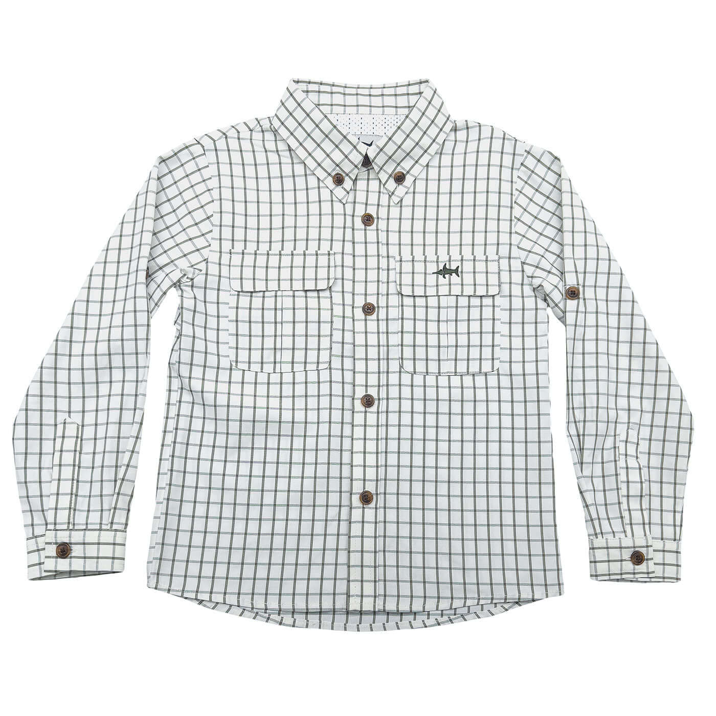 Fishing Shirt Olive & White Plaid
