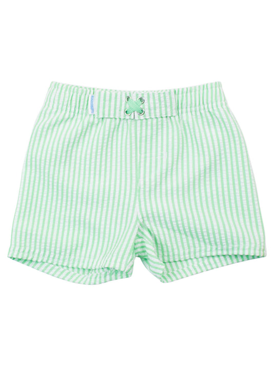 Green Seersucker Swim Trunks