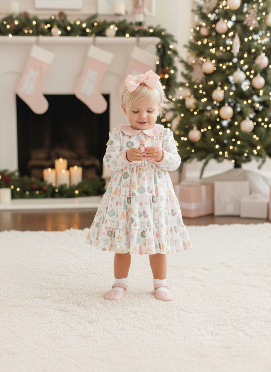Christmas Ornaments Print Swing Dress: 4/5