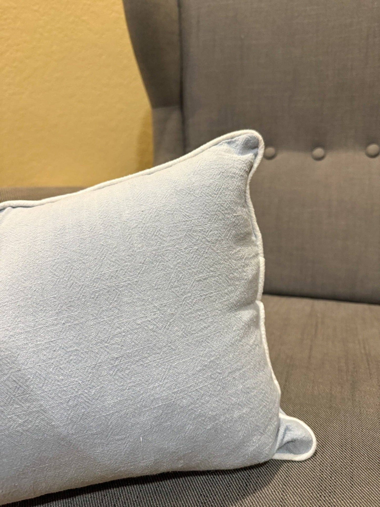 Pillow Covers: WHITE/ LIGHT BLUE TRIM