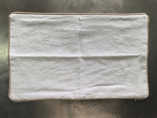 Pillow Covers: WHITE/ KHAKI TRIM