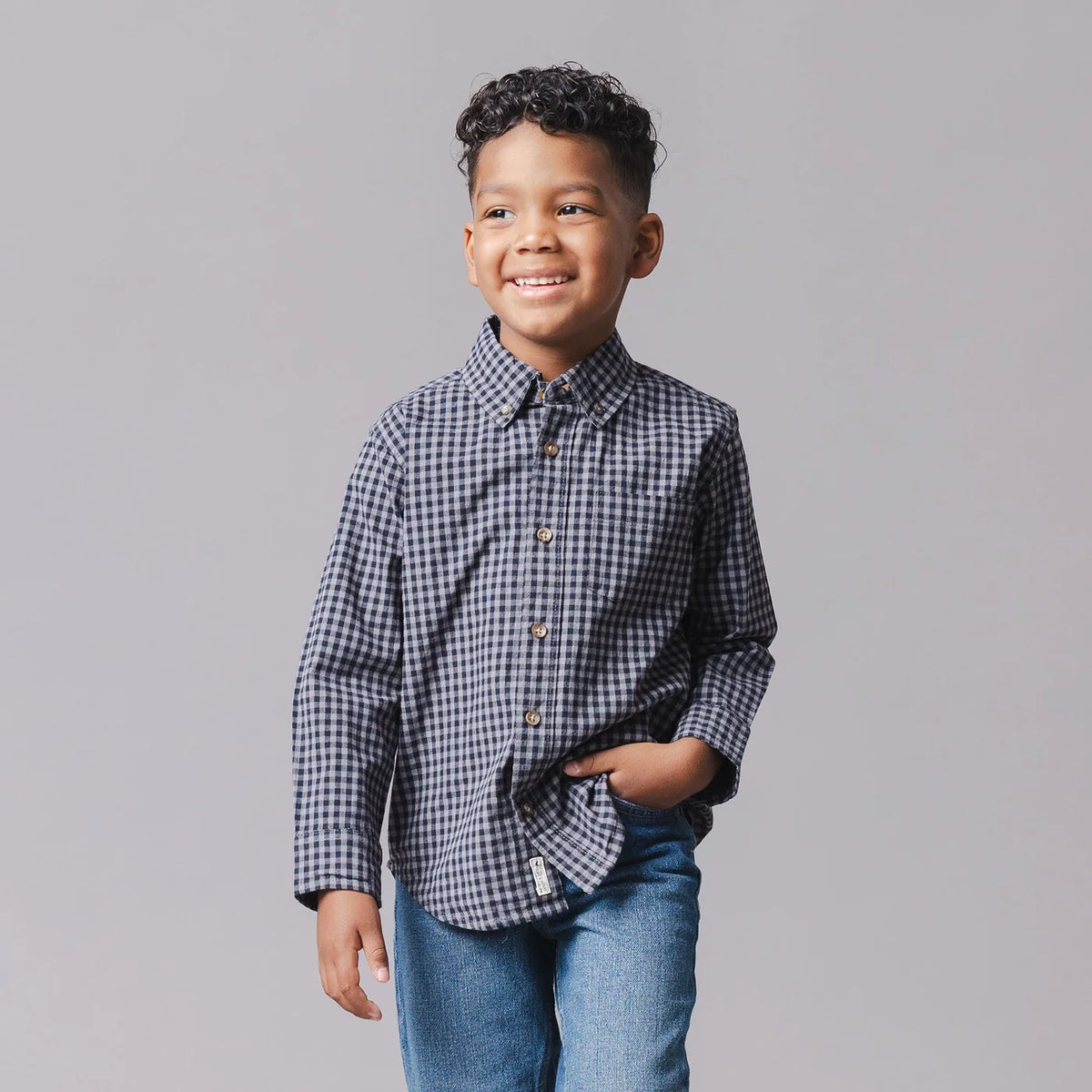 Black Gingham Poplin Shirt