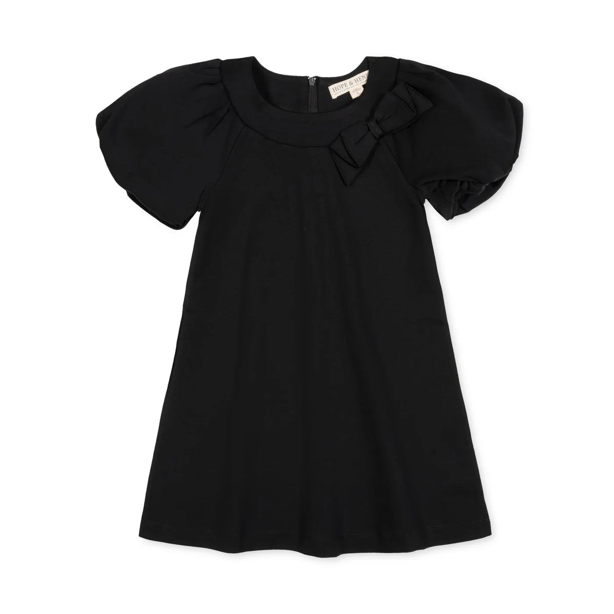 Black Bubble Sleeve Ponte Dress