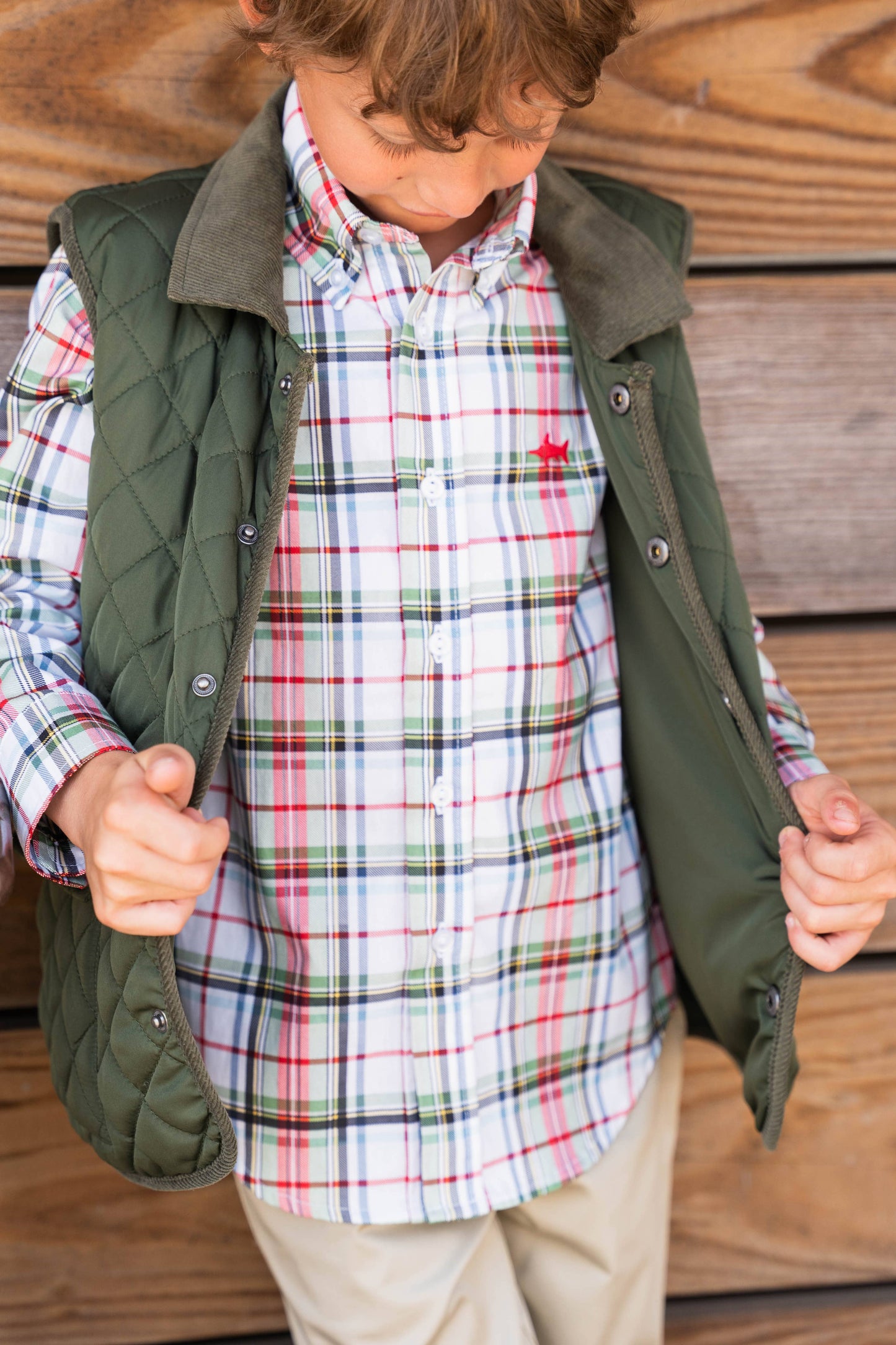 Oxford Boys Shirt Creme Plaid