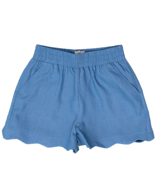 Chambray Scalloped Shorts