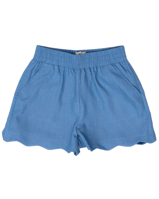 Chambray Scalloped Shorts