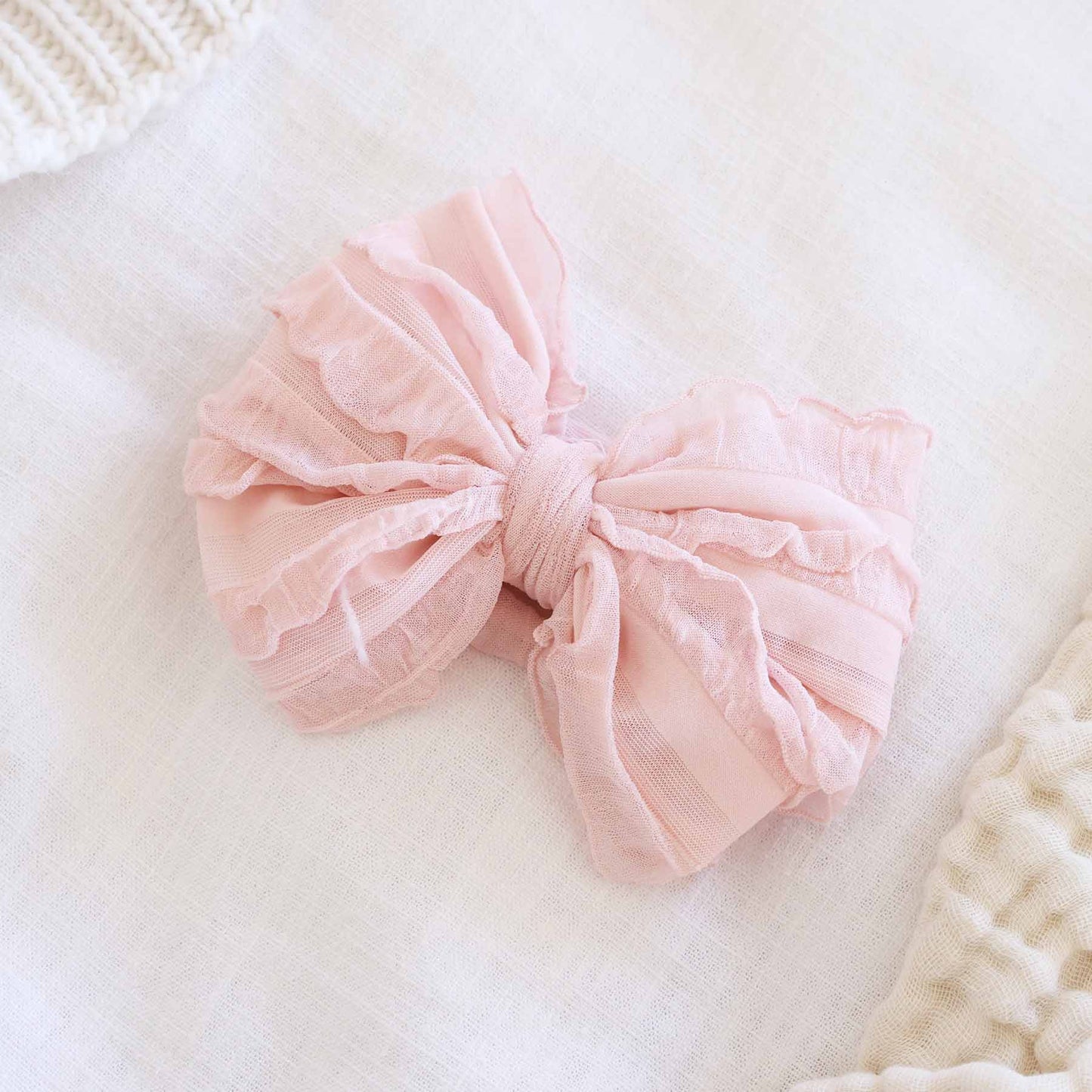 Large Ruffle Knit Bow | Lotus