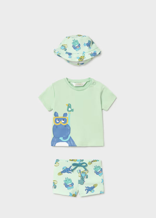 Lime Hippo Bathing Suit Set
