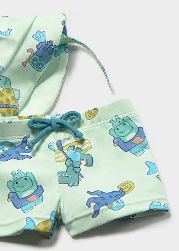 Lime Hippo Bathing Suit Set