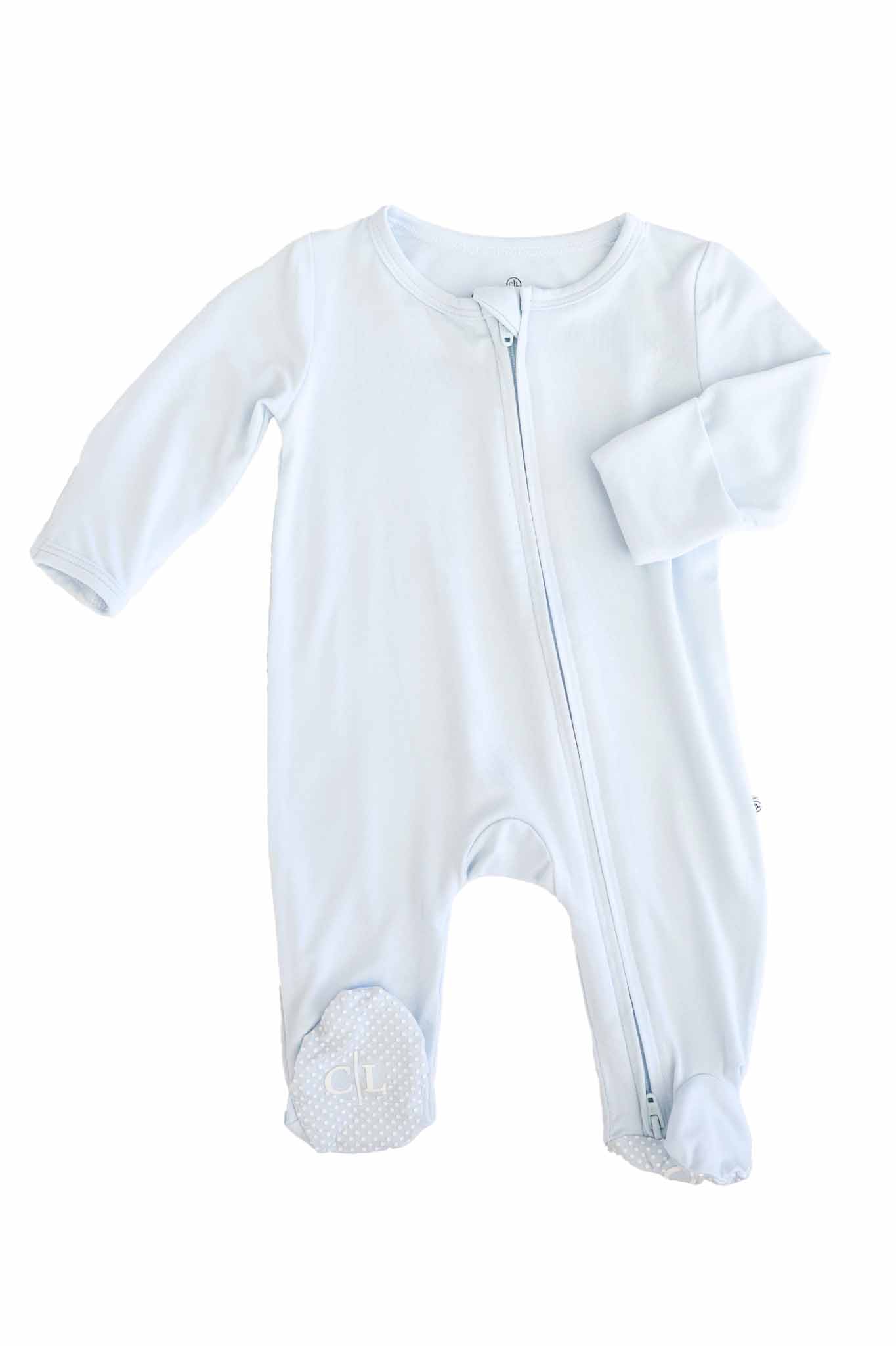 Baby Blue Zipper Footie