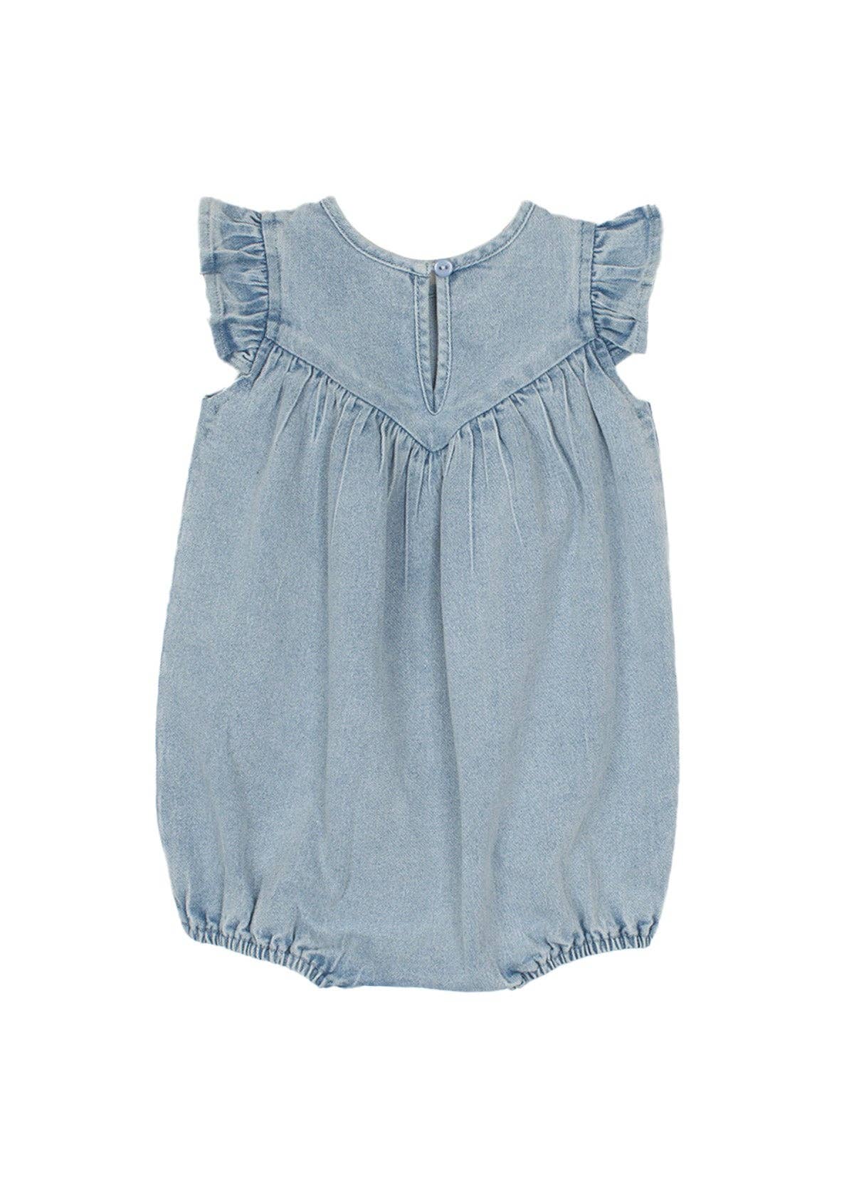 Sunset Fields Blue Romper: 6M