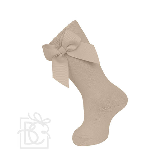 Knee Socks With Side Bow: Camel