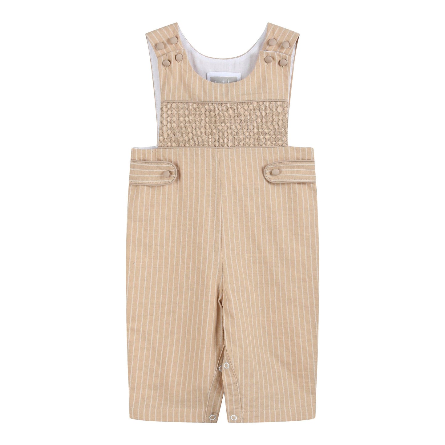 Light Brown Pinstripe Smocked Jon Jon