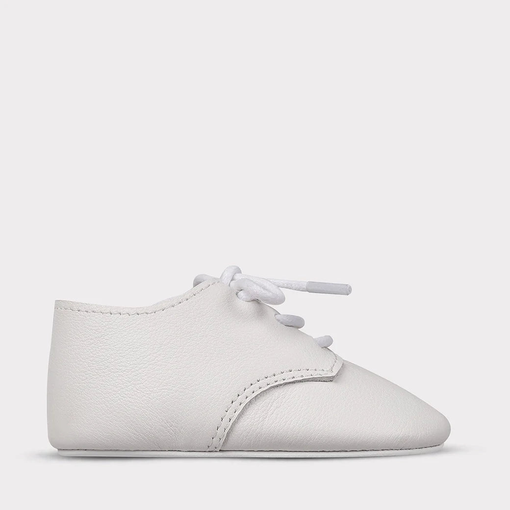 White Leather August Crib Shoe