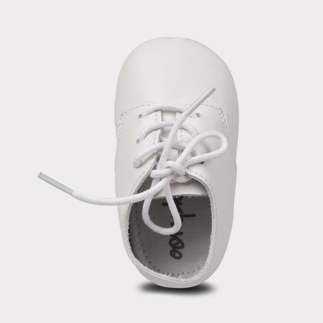 White Leather August Crib Shoe