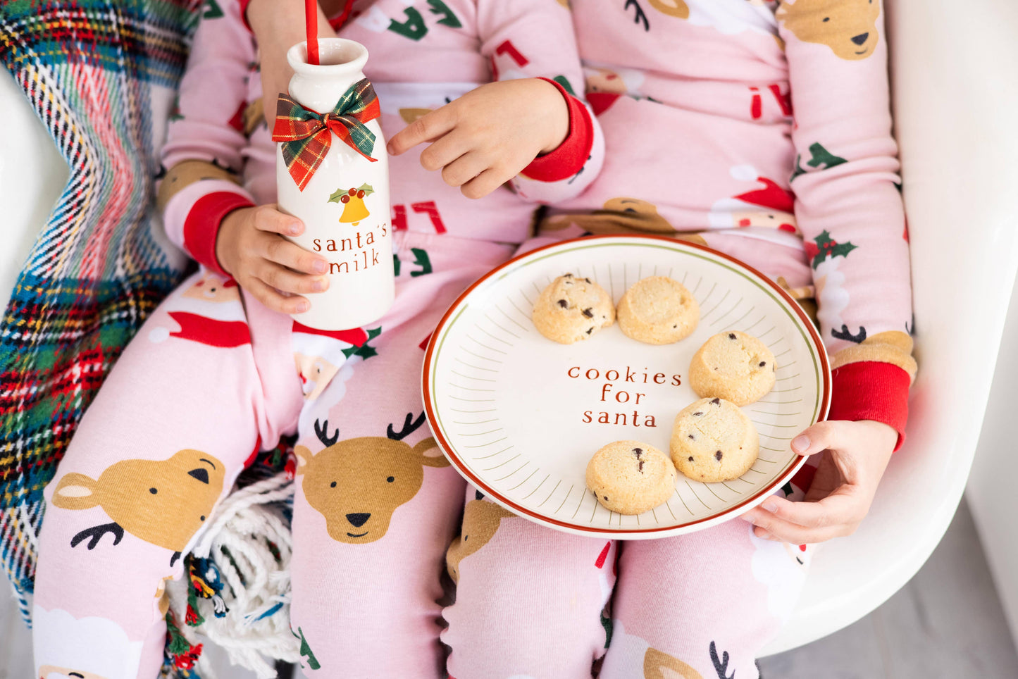 Santa Christmas Cookie Plate & Milk Jug