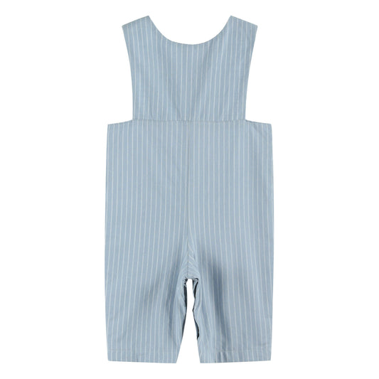 Blue Pinstripe Brown Smocked Jon Jon