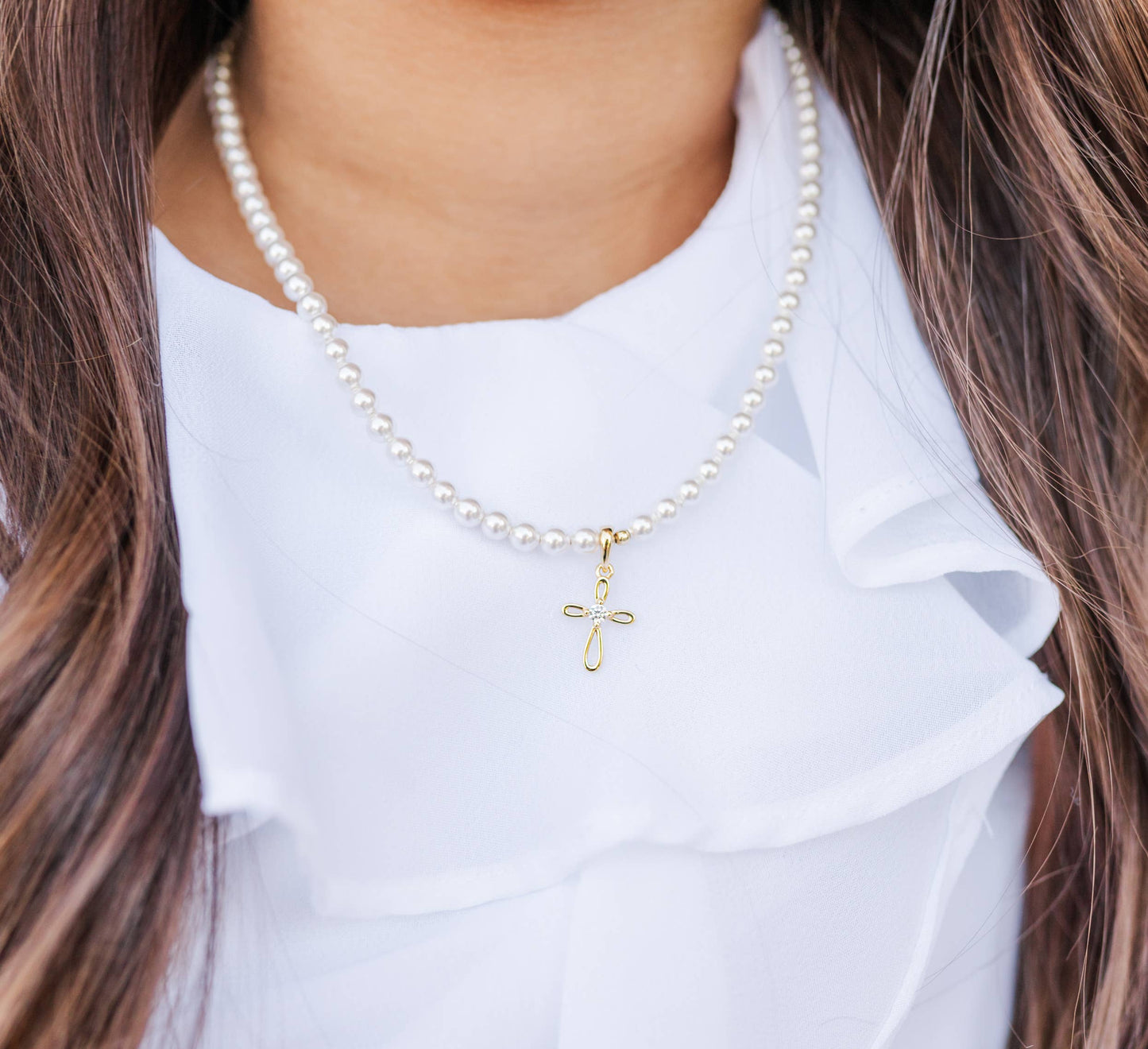 Girls Gold Cross Necklace