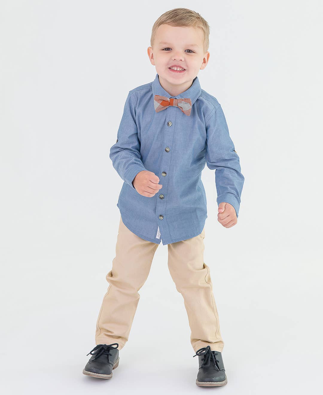 Boys Khaki Stretch Chino Pants: Off-White / 3-6m