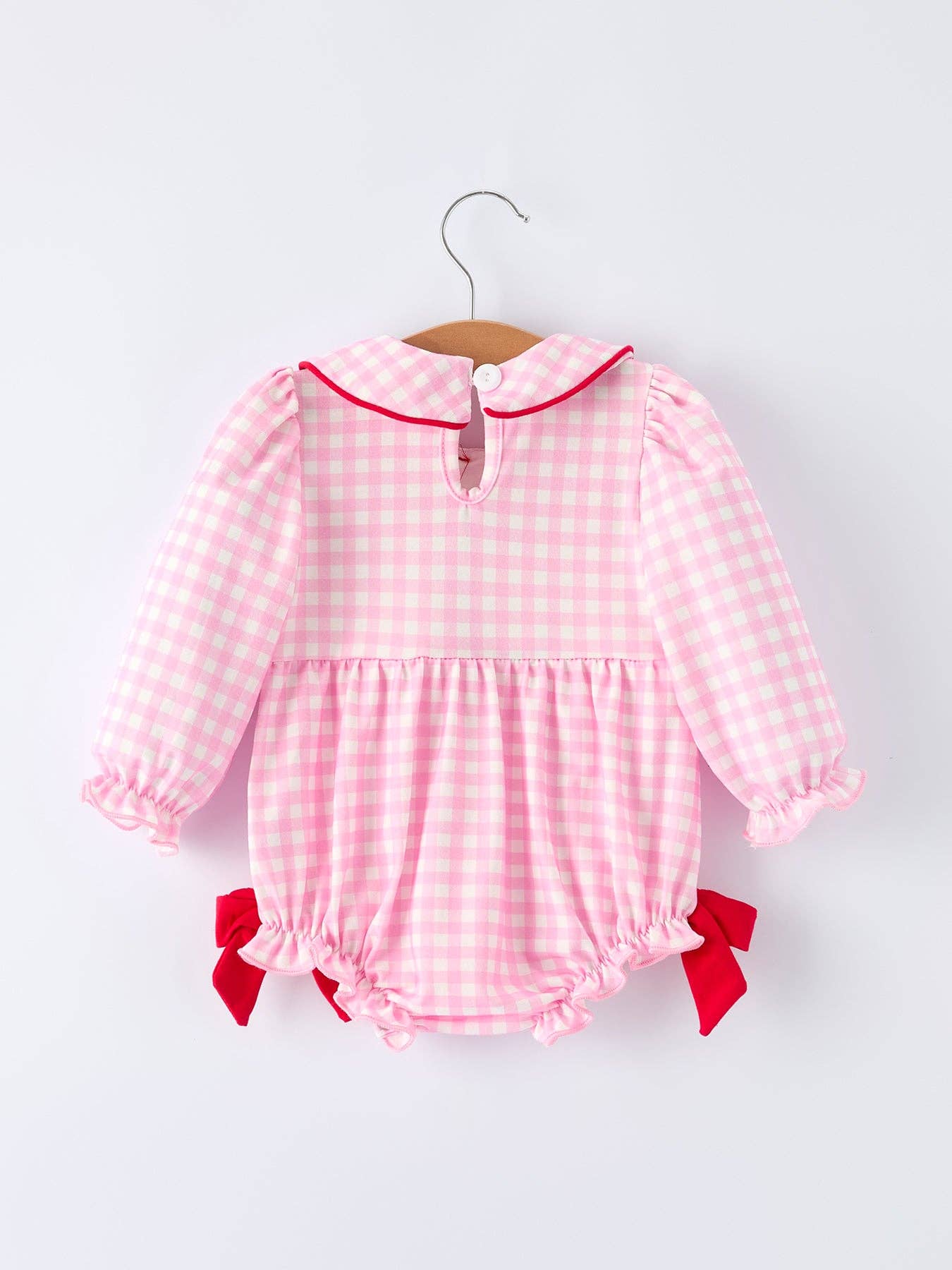 Girls' Valentine Heart Plaid Romper