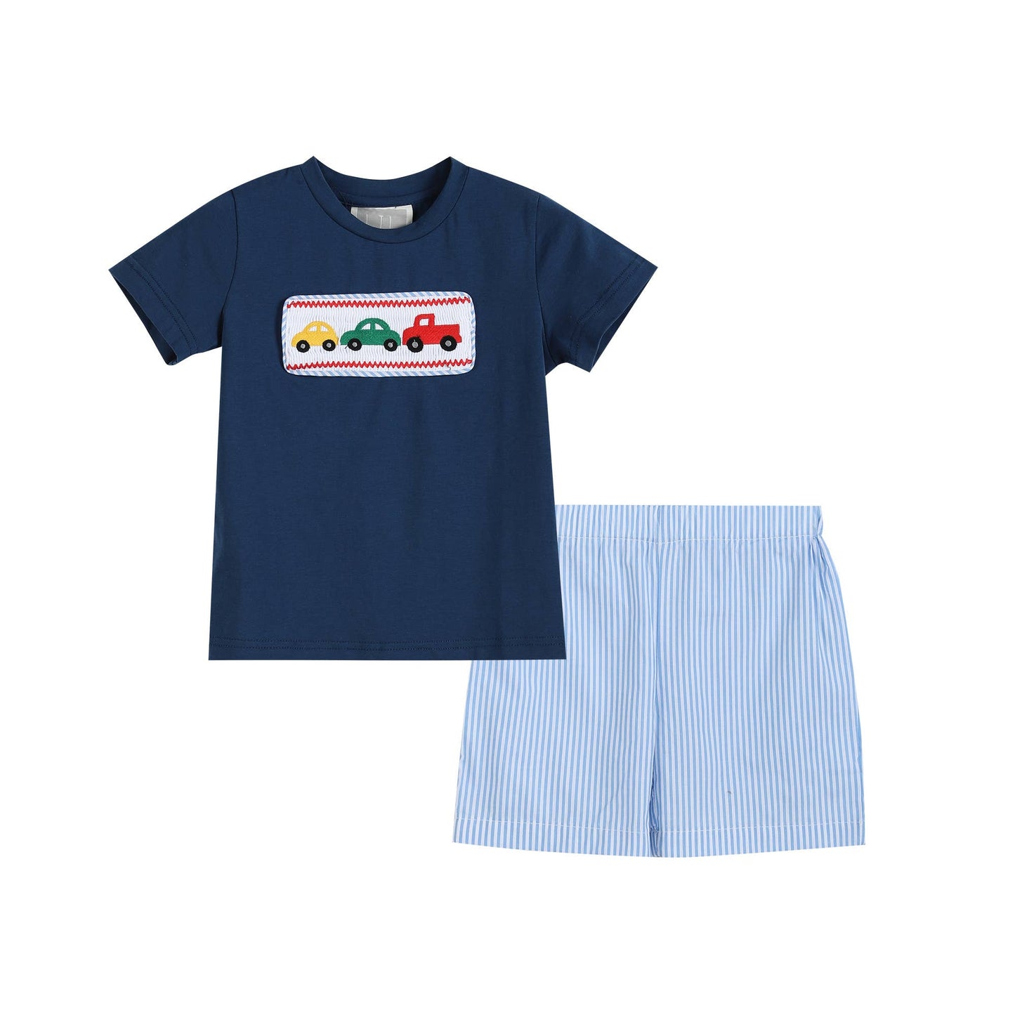 Blue Car Smocked 2 pc. Set