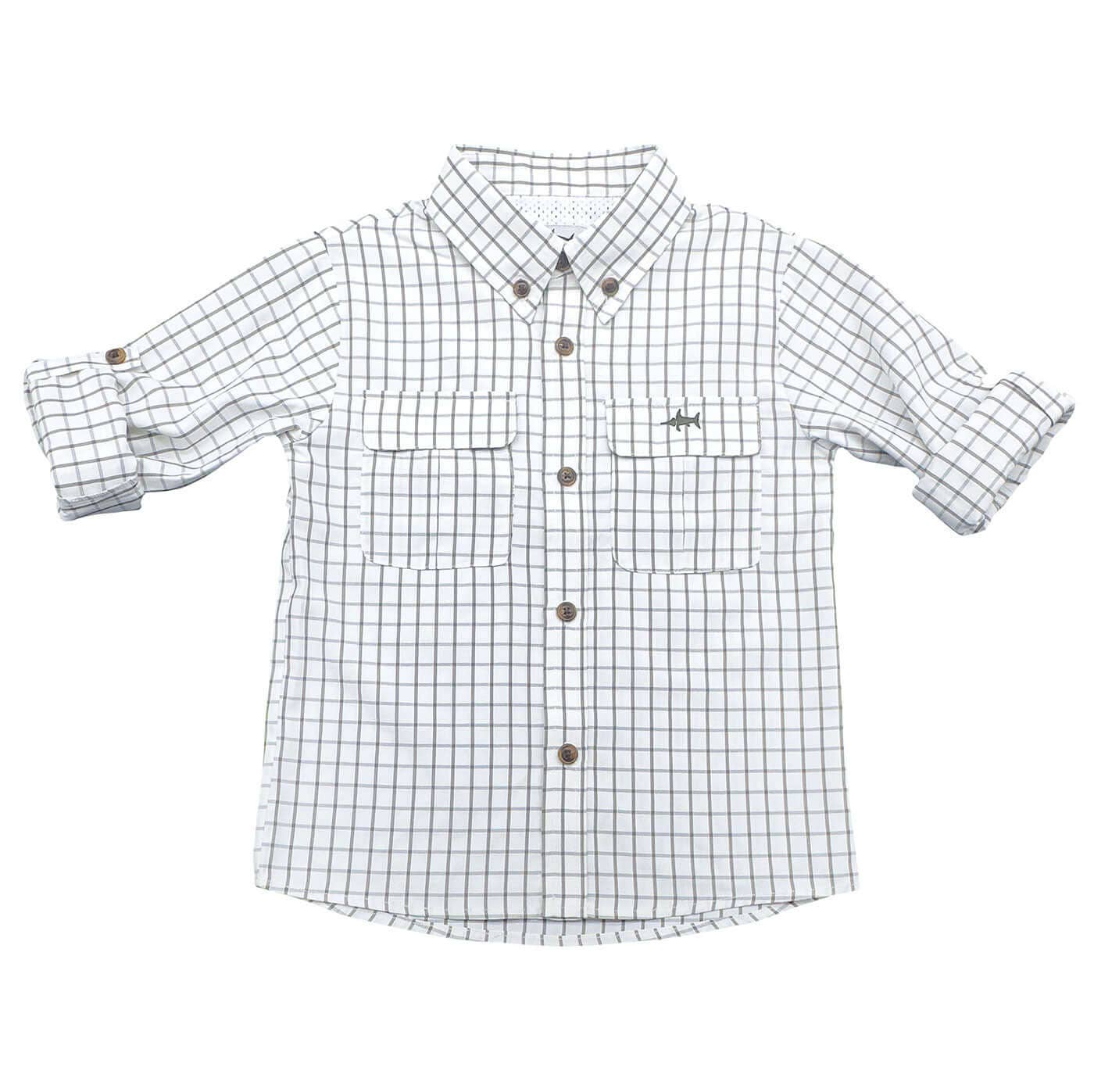 Fishing Shirt Olive & White Plaid