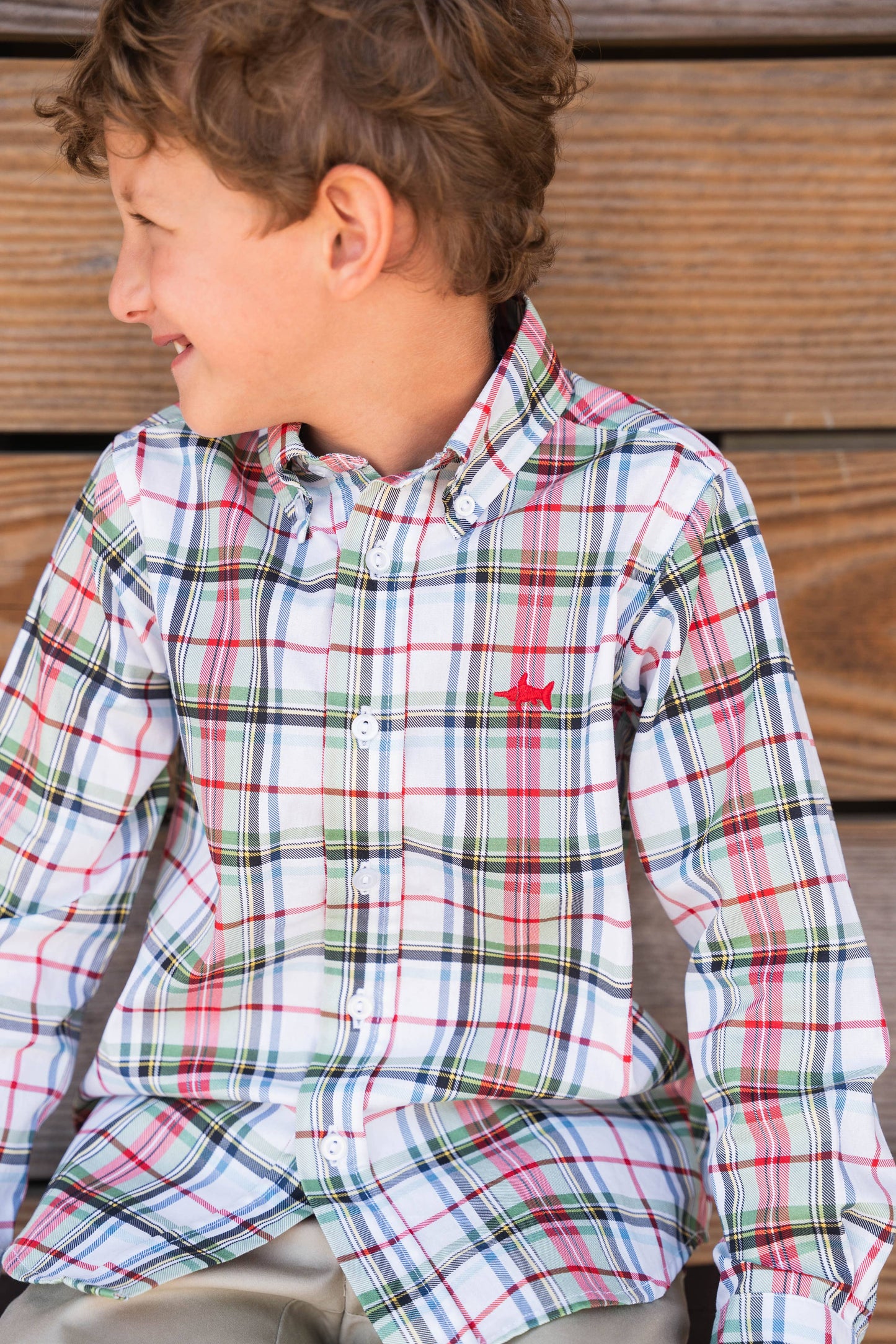 Oxford Boys Shirt Creme Plaid