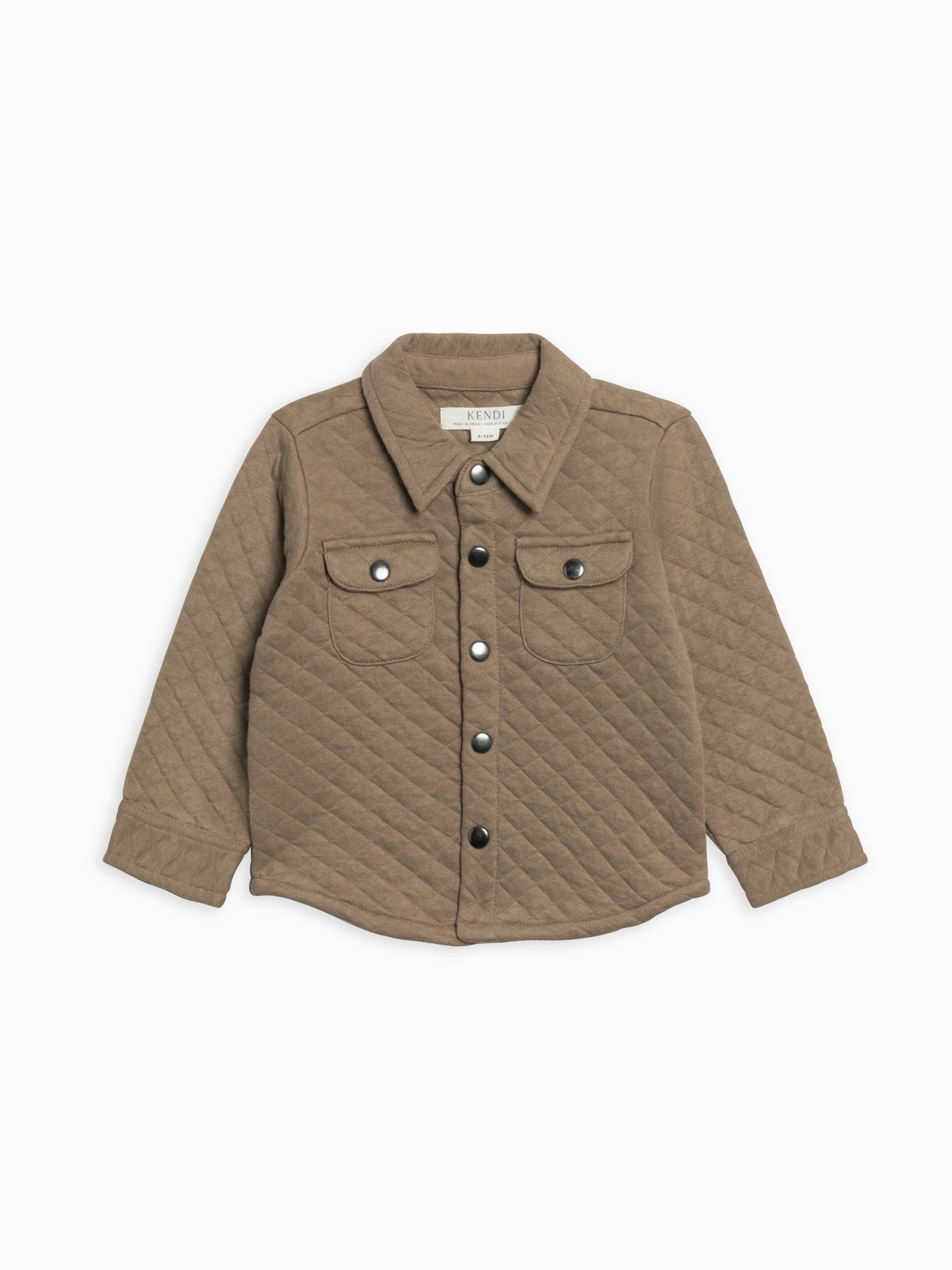 Liam Quilted Collared Shirt: Taupe