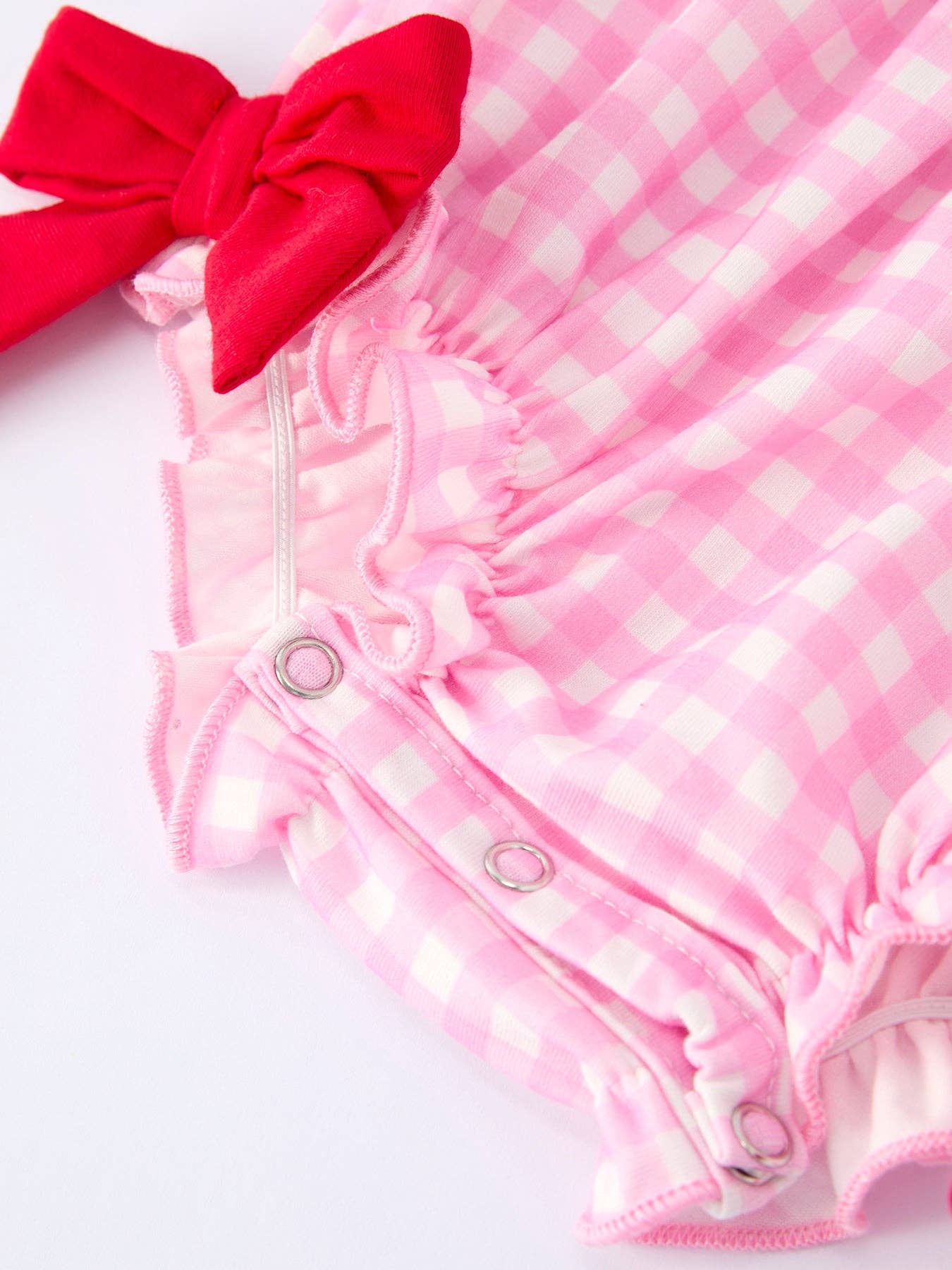Girls' Valentine Heart Plaid Romper