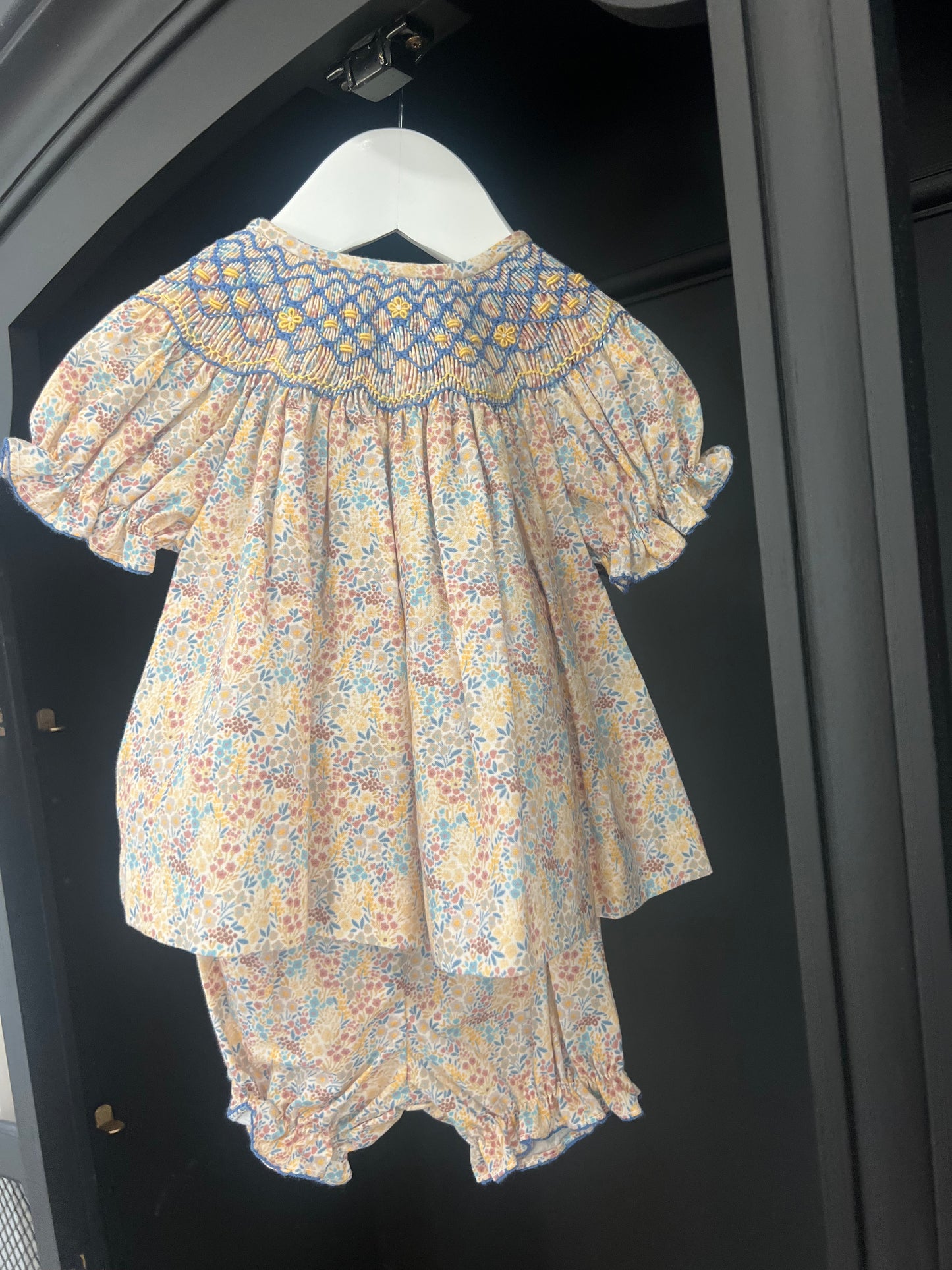 Iris Floral Smocked Bloomer Set