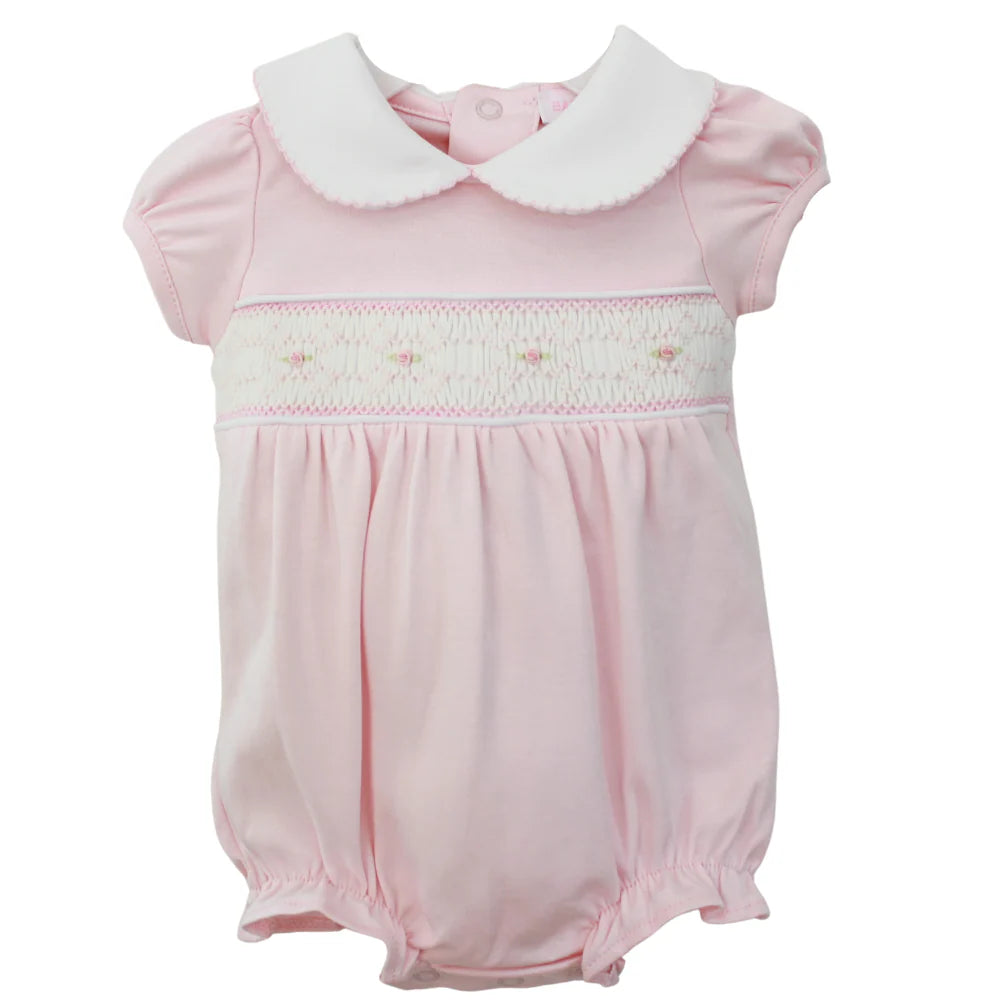 Sally Pink Smocked Bubble