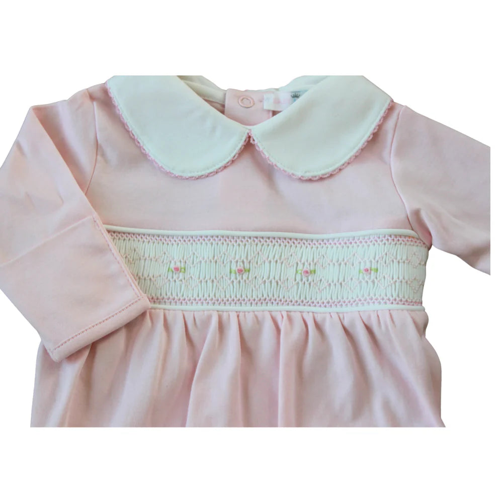 Sally Pink Smocked Footie