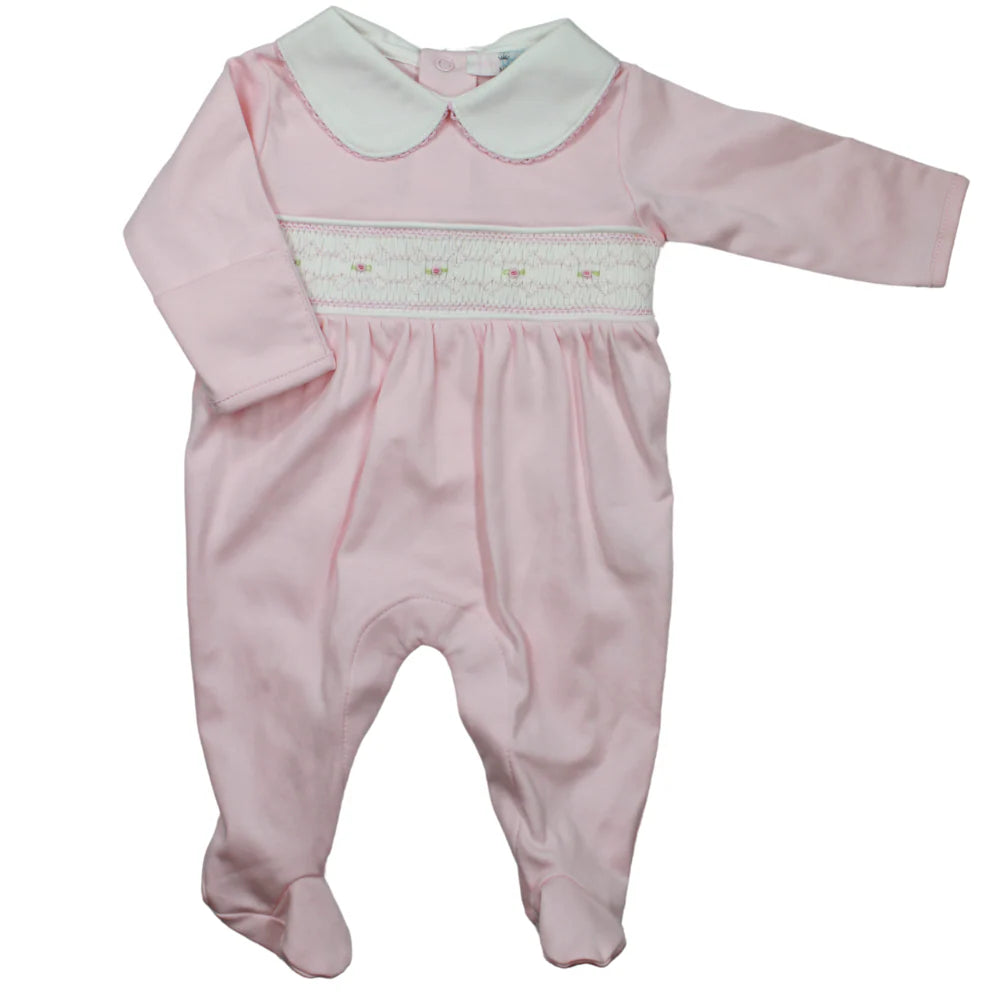 Sally Pink Smocked Footie