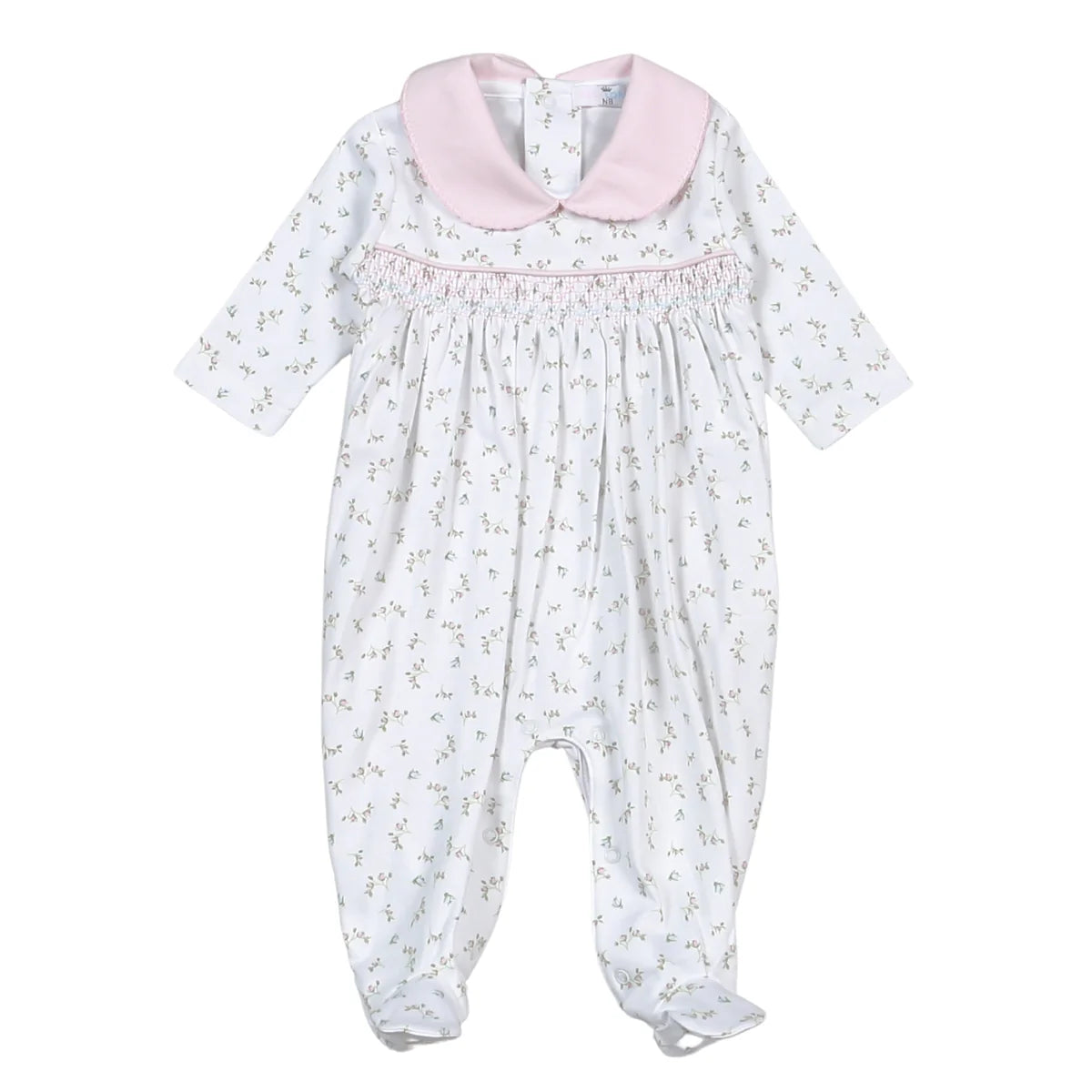 Bella Pink Floral Smocked Footie
