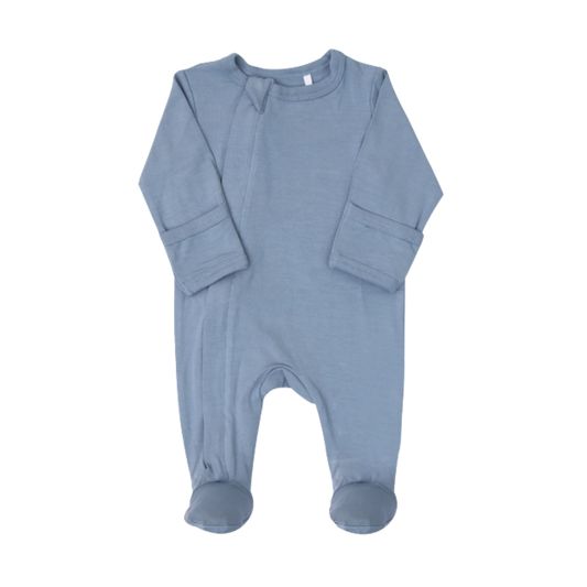 Zipper Footie (Steel Blue)