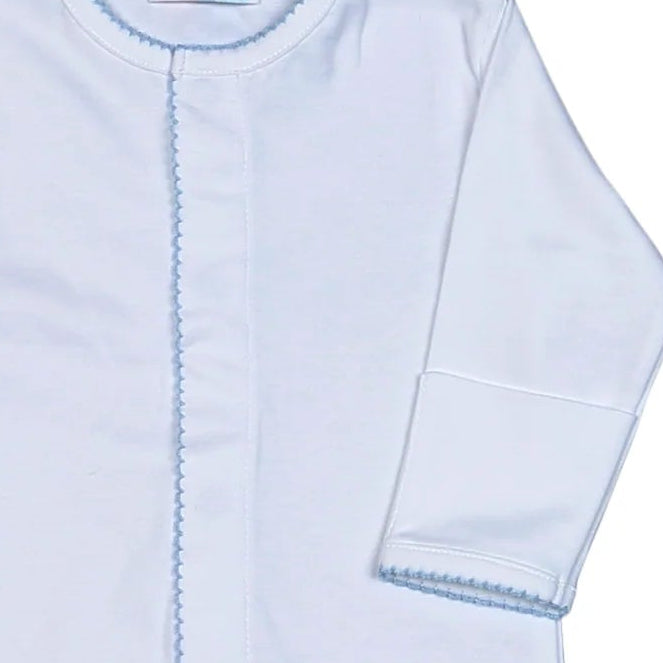 White/Blue Zipper Footie