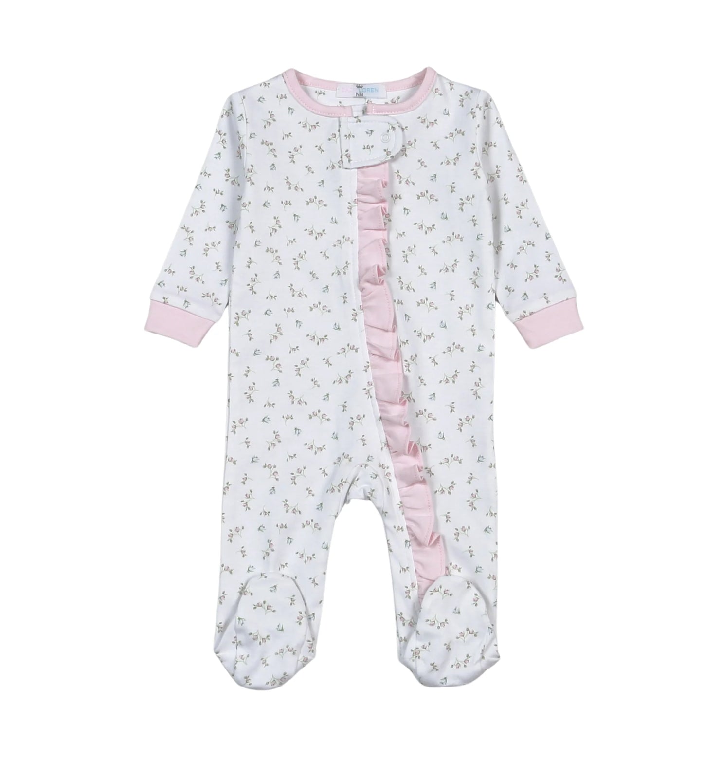 Bella Pink Floral Zipper Footie